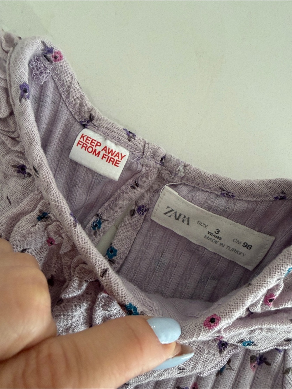 Zara Lavender Ribbed Floral Ruffle Neck Tee - Picture 2 of 8